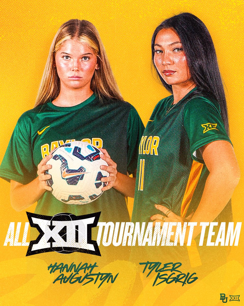 BaylorFutbol's tweet photo. These ✌️ were big time in the Big 12 Tournament!

⭐️ Congratulations to our @Big12Conference All-Tournament Team honorees, Hannah Augustyn &amp; Tyler Isgrig!

#SicEm | #PeoplePassionPurpose https://t.co/29LCjfcW6K