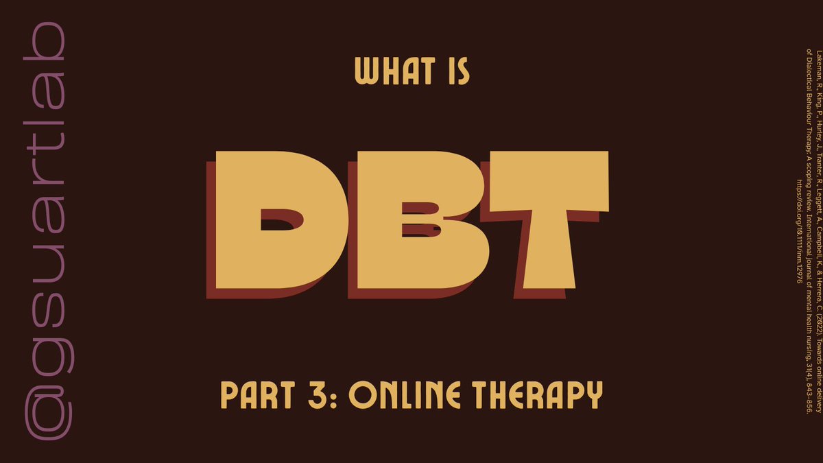 GSUARTLab's tweet image. Welcome back to #mentalhealthmonday. Today, we&apos;ll be exploring the benefits of online #dbt therapy, including the types, outcomes, and pros and cons. #therapy #Psychology #MentalHealthAwareness