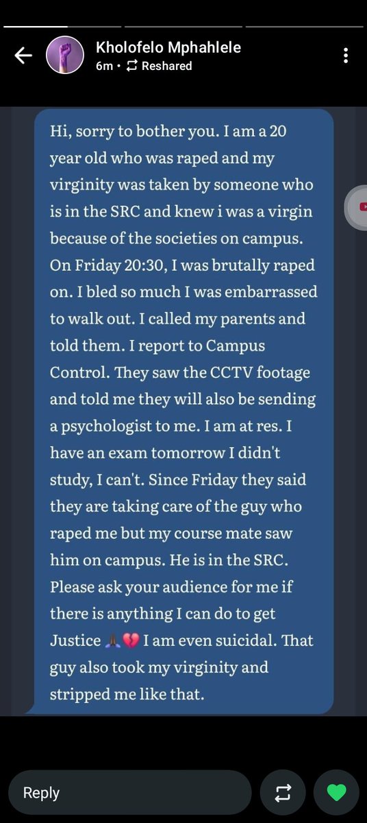 Absolute_Kganki's tweet image. The alleged rapist leading the Wits SRC must be expelled if found guilty. 💜💜💜