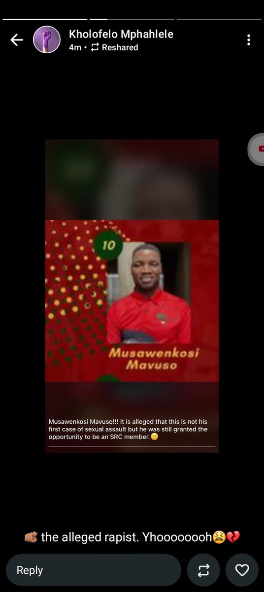 Absolute_Kganki's tweet image. The alleged rapist leading the Wits SRC must be expelled if found guilty. 💜💜💜