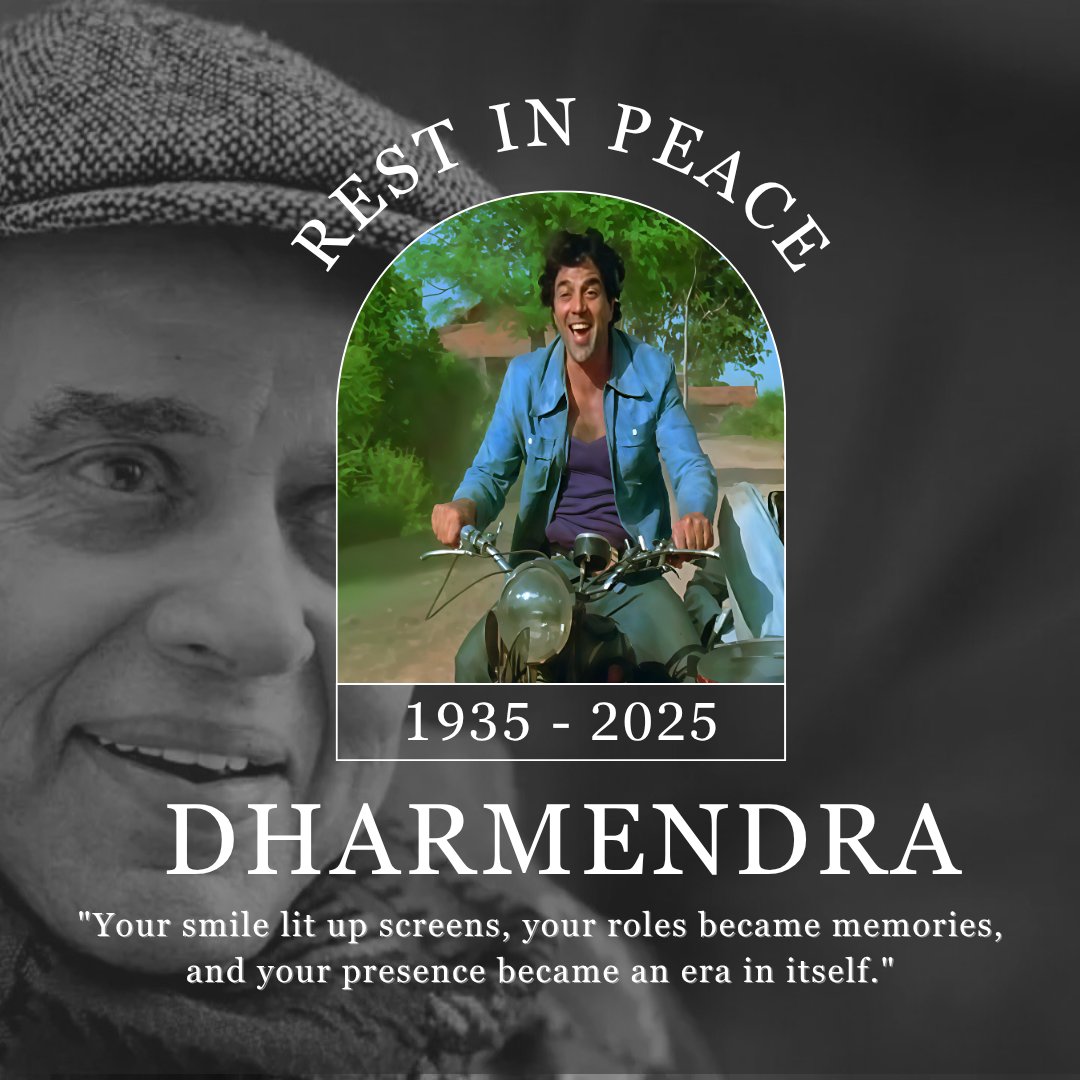Subhadip_4's tweet photo. Dharmendra (1935-2025)
A legend. A legacy. A forever ✨

Your legacy will live forever in every frame, every heart. 🫀

Rest in peace #Dharmendra 🙏🏼💐 https://t.co/hf7S6jZA5r