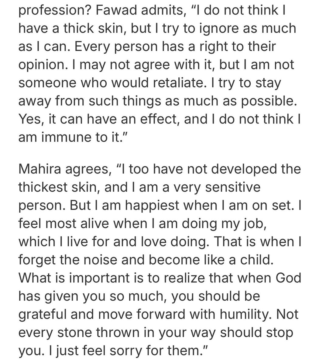 aestheticallyFM's tweet image. Fawad &amp;amp; Mahira on the cruelty of social media &amp;amp; constant judgements ✨

#FawadKhan • #MahiraKhan