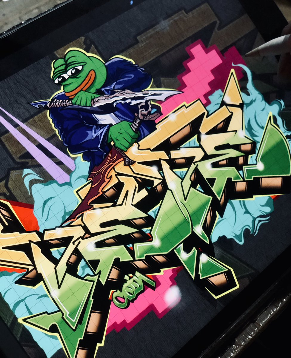 079Studio's tweet photo. "𝗚𝗿𝗮𝗳𝗳𝗶𝘁𝗶"

A graffiti piece using the wild style lettering "PEPE" with character

📩 : Open commission, Please contact me on DM. 

#graffiti #graffitidigital #handstyle #logo #lettering #letteringlogo #letteringlogotype #designerclothes #designerwear #pepecoin https://t.co/ZA21eUb6ml