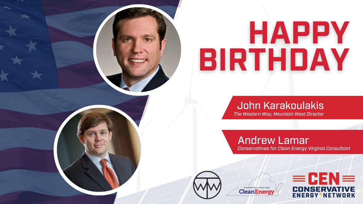 ConsEnergyNet's tweet image. Happy Birthday to John Karakoulakis, CEN’s Mountain West Regional Director and Andrew Lamar, CCE VA Consultant! Have a great day, John and Andrew! 🎉

#HBDfromCEN