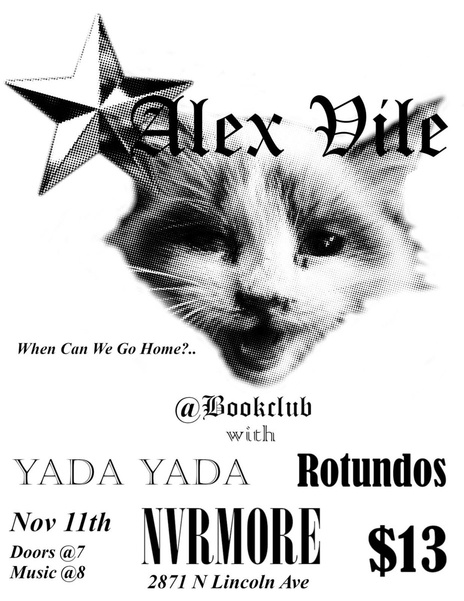 CHICAGOOOOO
we’re playing Bookclub tmrw 11/11 ! our other show got cancelled last minute &amp; we threw this one together ! YIPPEE , plz share the news !