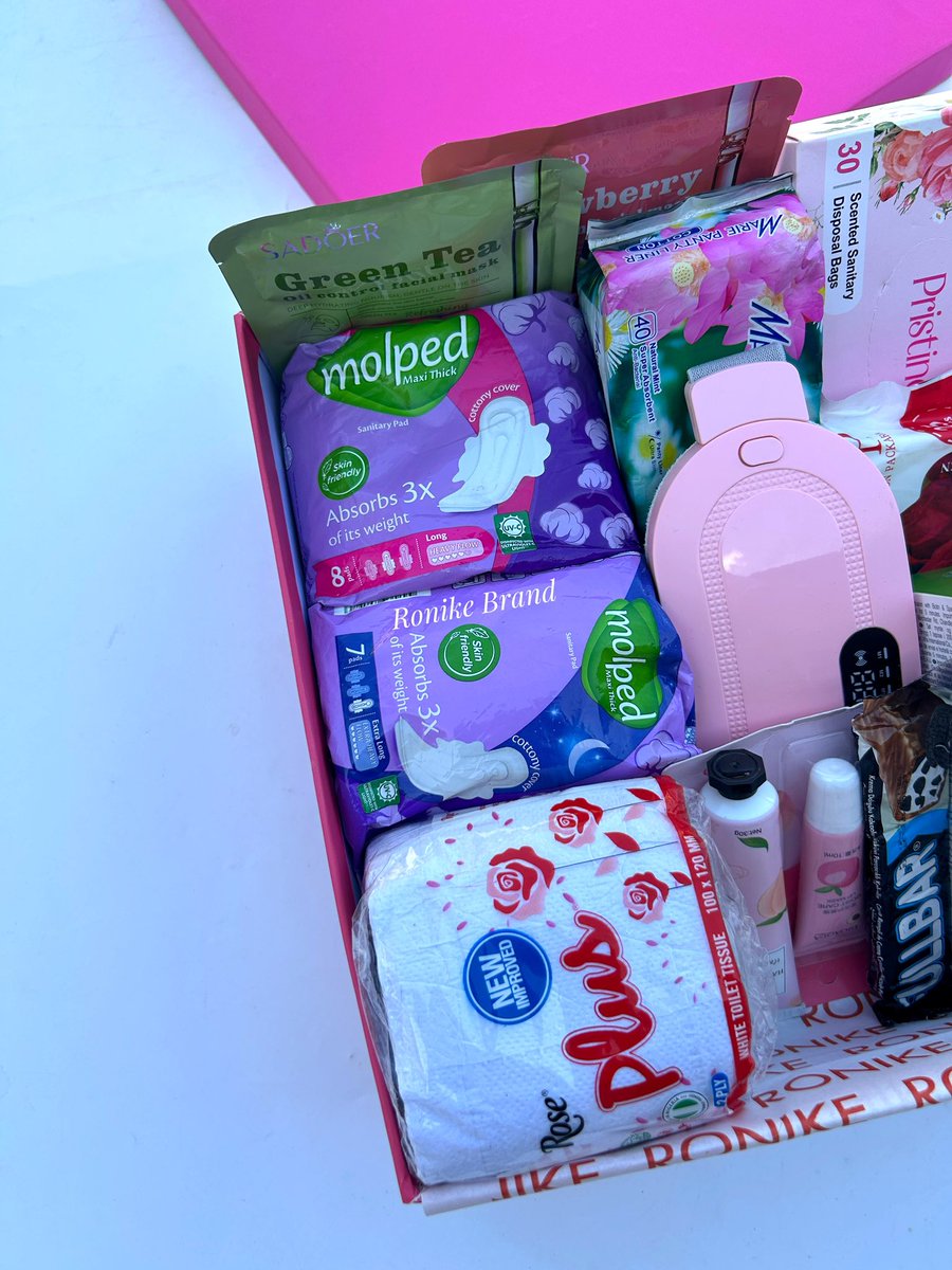 Ronike_Brand's tweet image. Don’t let your period catch you unprepared. The cramps, the tiredness it’s already enough.

This comfort box has everything you need for a relaxed and stress free period 

This is a perfect gift idea for you or your loved ones 

Contents: 
Pads
Wipes 
Pantliner
Sheet masks