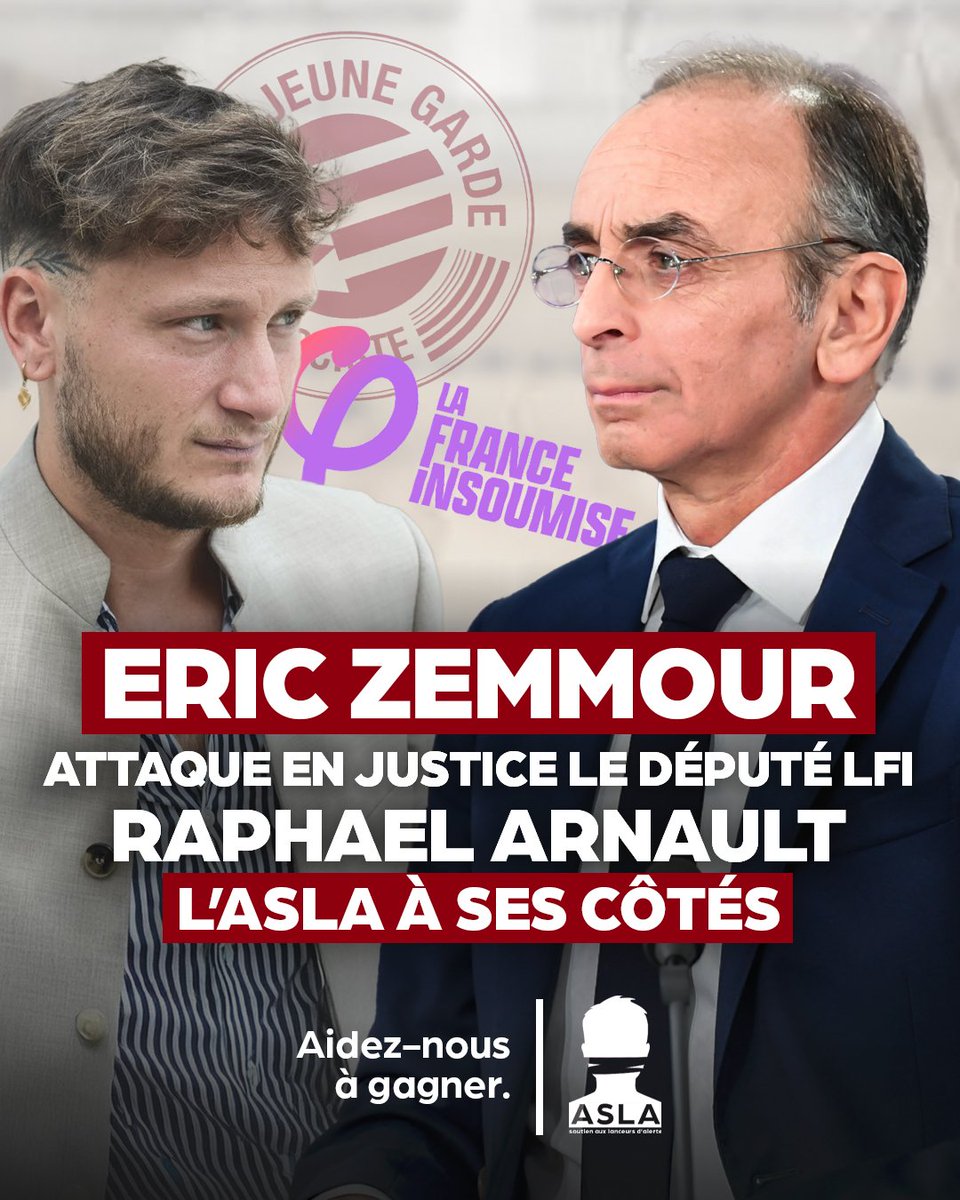 🚨 Après les MENACES DE RAPHAËL ARNAULT « on va tous vous dézinguer », l’ASLA prend en charge la plainte d'Eric Zemmour devant le tribunal correctionnel pour PROVOCATION AU CRIME ET MENACES DE MORT.