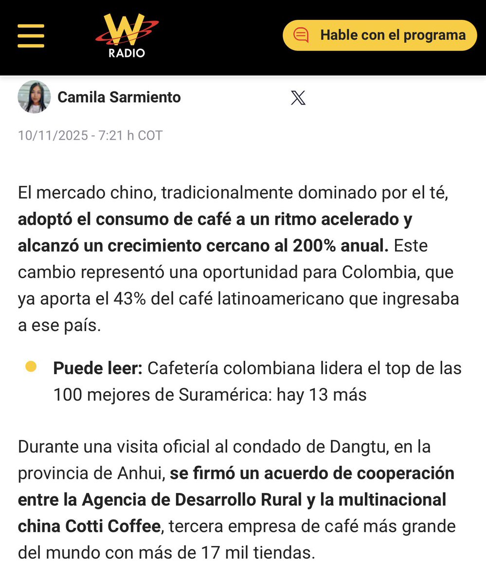 ¡Vea pues! Más resultados positivos de la visita de <a href="/petrogustavo/">Gustavo Petro</a> a China. Los favorecidos: miles de familias cafeteras.