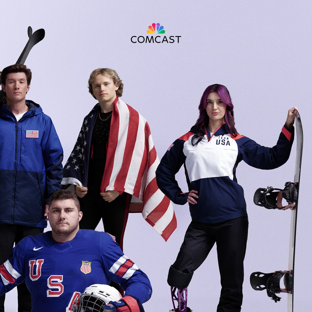 comcast's tweet photo. As a proud partner of Team USA, we’re thrilled to sponsor 11 world-class athletes on the road to the Olympic and Paralympic Winter Games Milano Cortina 2026. We’re honored to support these incredible competitors in their pursuit to represent America on the world's biggest stage.