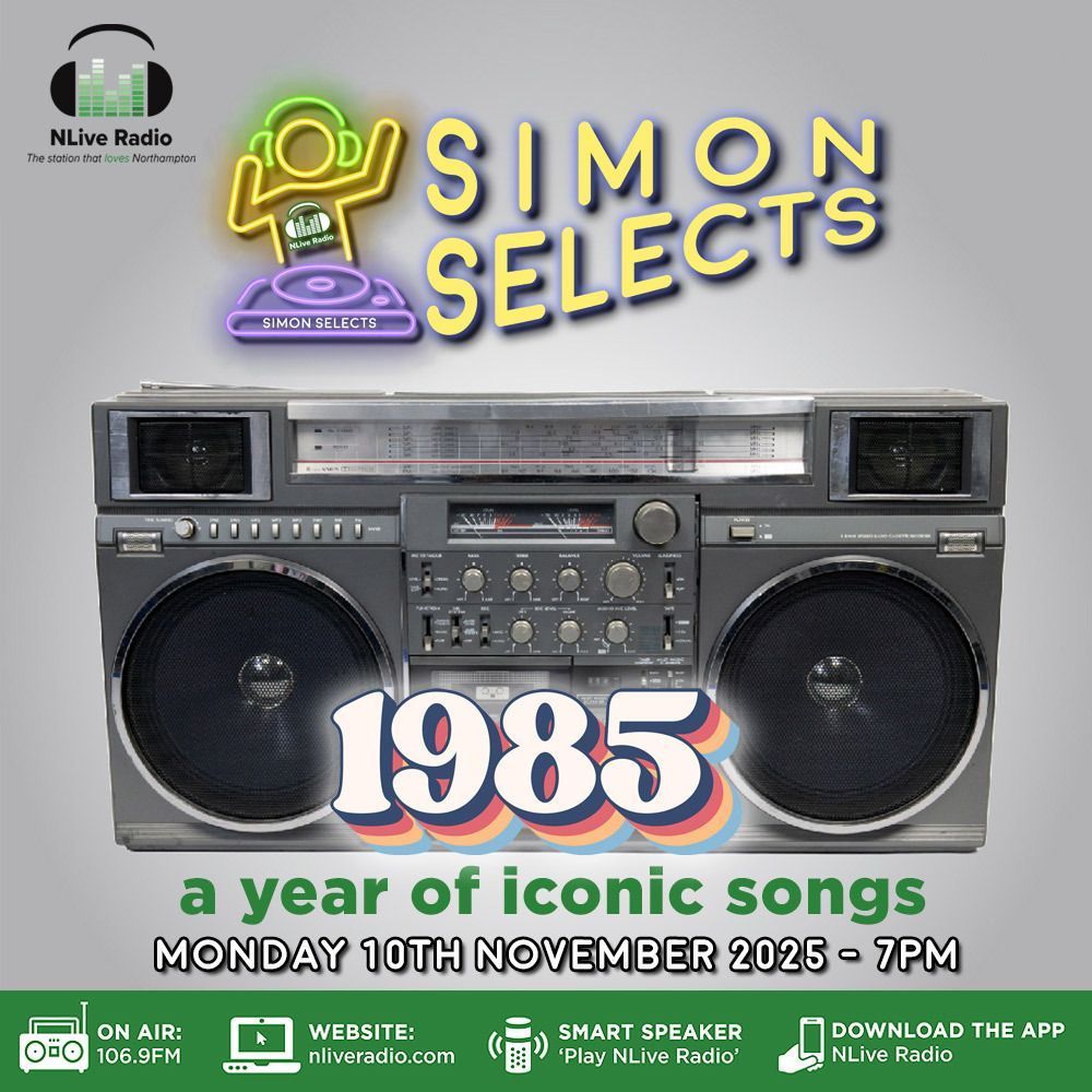 NLiveRadio's tweet image. Simon Selects is revisiting 1985's chart-toppers and hidden gems, featuring lots of synthesizers and nostalgia. Tune in from 7pm on 106.9FM, online at nliveradio.com, via smart speaker, or the NLive Radio app!