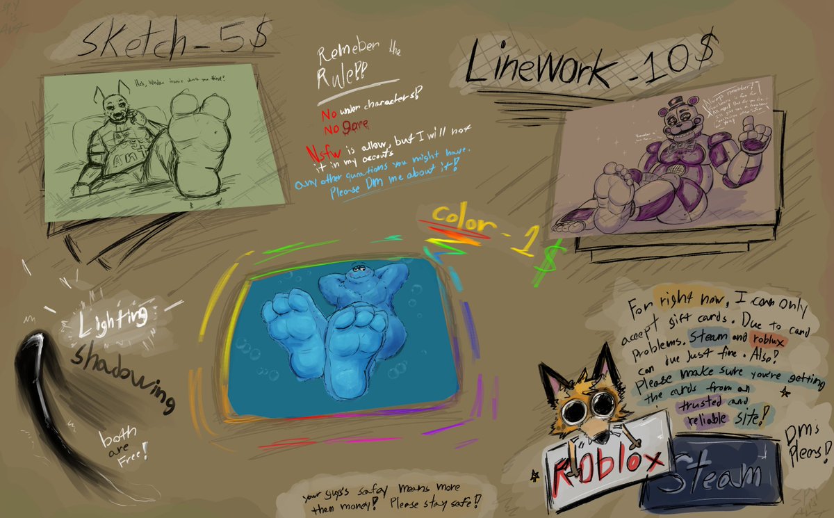 It may not be my best comm page, but hope this can do. also made the prices an little different, so it can match the gist cards