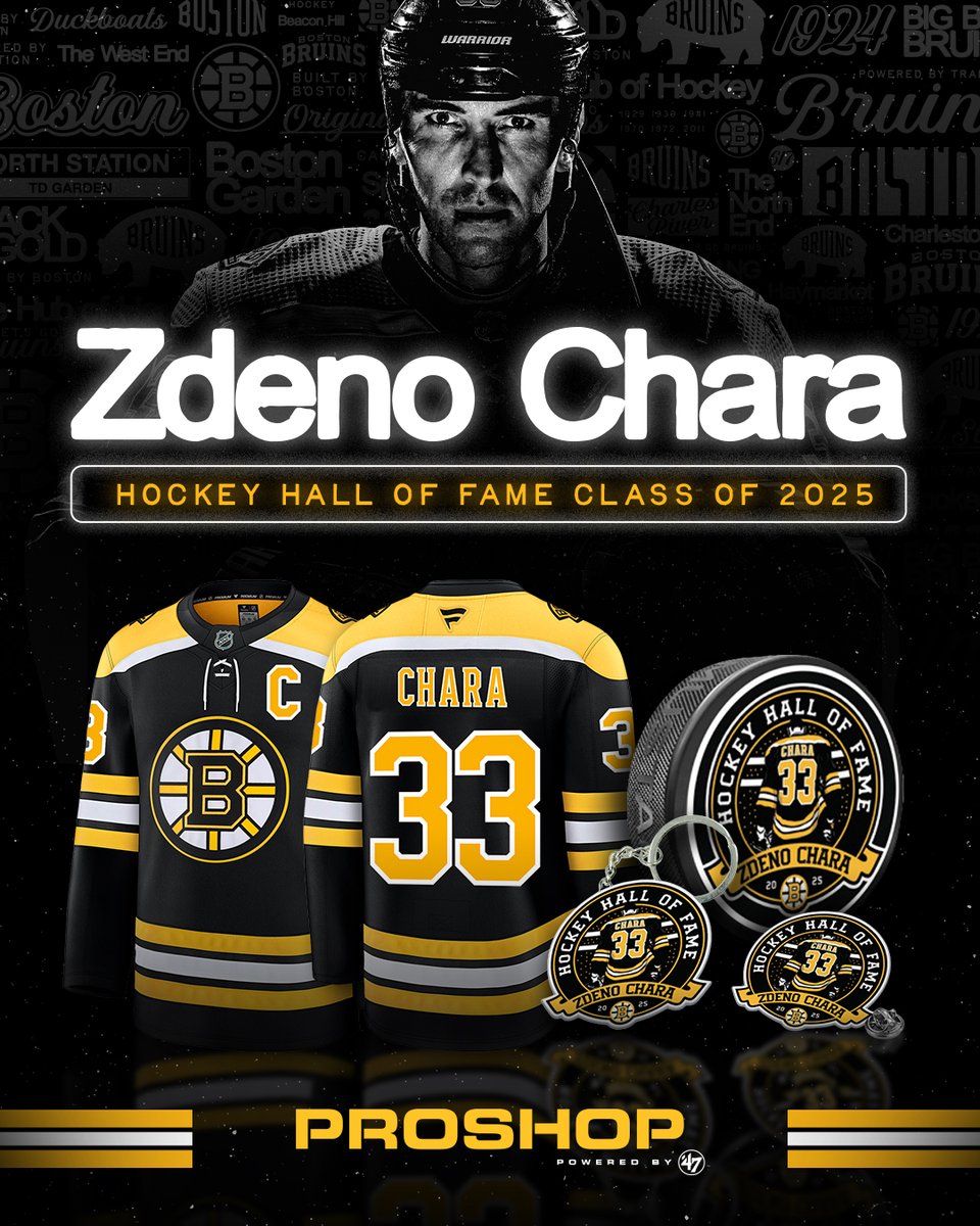 Celebrate Zdeno Chara's Hockey Hall of Fame Induction and shop his #33 jersey, limited-edition puck and mega puck, pins, and more!

-&gt; BostonProShop.com