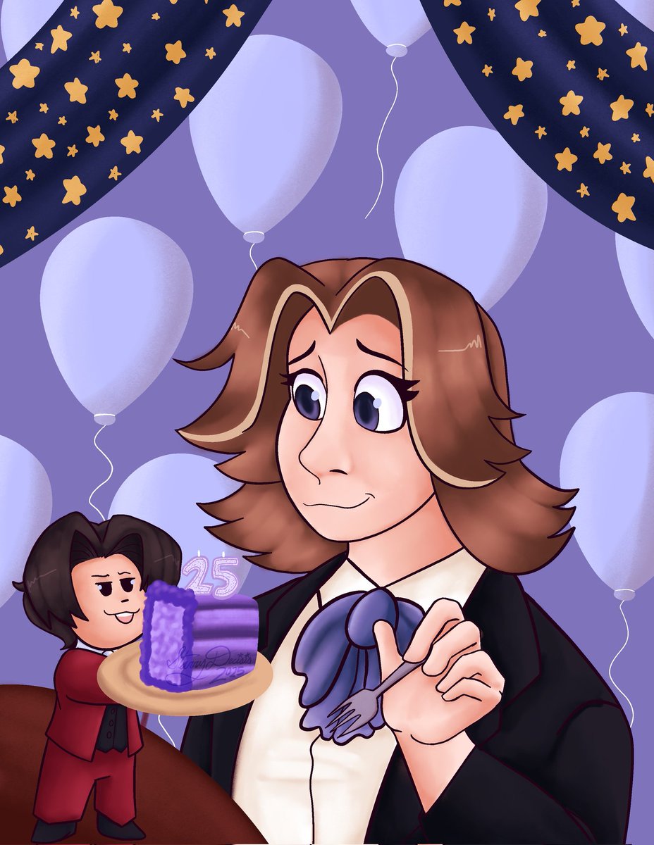 Me n tiny Edgeworth celebrating my birthday today 🥹💘

[#milesedgeworth #aatwt]