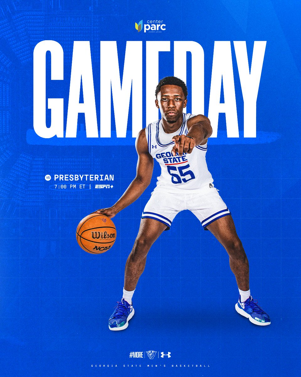 GSU_MBasketball's tweet photo. BACK HOME! 🤩 

🆚 Presbyterian
⏰ 7:00 p.m.  
📊 https://t.co/XLSF8uHabq
📺 ESPN+ https://t.co/YNB0q0IC2j 
📡 WRAS-FM 88.5

#LightItBlue | #MORE https://t.co/PfElp9FQ4j
