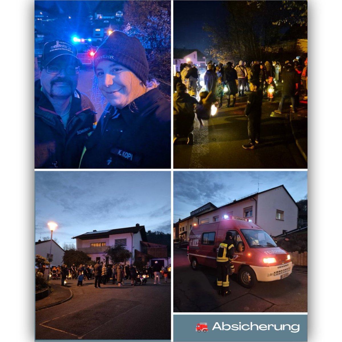 Laternenumzug abgesichert! 🚨 Zusammen mit unserer Jugendfeuerwehr haben wir heute Abend für einen sicheren Umzug des Kindergarten Pusteblume gesorgt. 👧👦 Ein toller Abend!