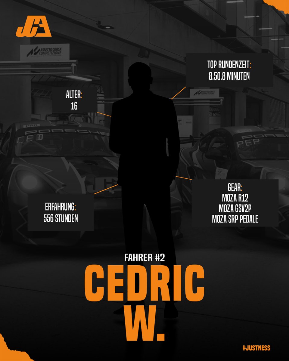 teamjusticede's tweet image. Heute ist der zweite unserer Fahrer an der Reihe! 🏁
Nachdem wir euch gestern bereits Justin vorgestellt haben, ist heute Cedric dran.
Trotz seines noch jungen Alters konnte er sich bereits die Bestzeit unter unseren Fahrern sichern! 🔥💪