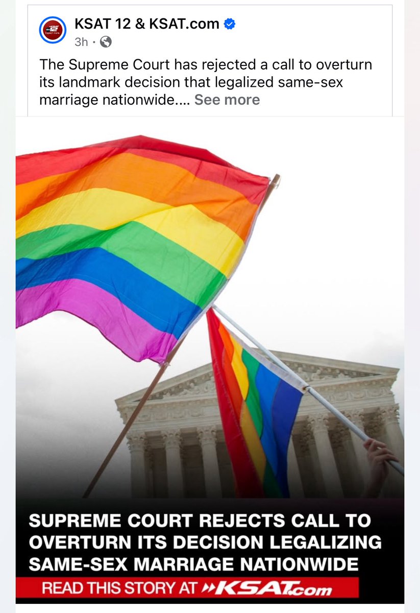 The Supreme Court has rejected a call to overturn its landmark decision that legalized same-sex marriage nationwide. 

STORY: ksat.com/news/politics/…