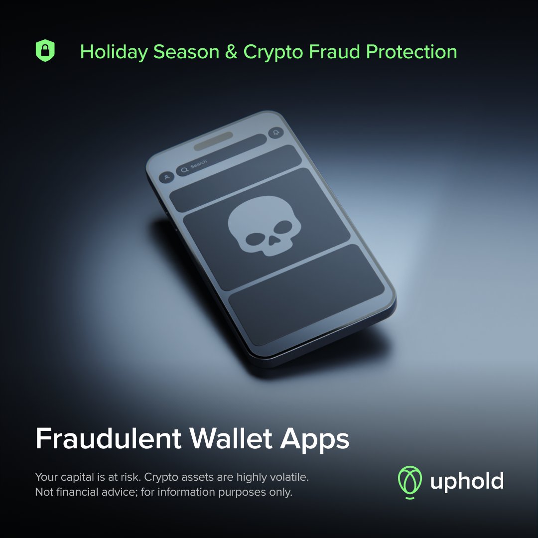UpholdInc's tweet image. 🚨 Fake wallet apps are out there and they want your crypto.

Before you tap Download:
✔️ Use links from official websites
✔️ Check the developer &amp;amp; app reviews
✔️ Avoid links from untrusted sources

Stay sharp. Protect your crypto.