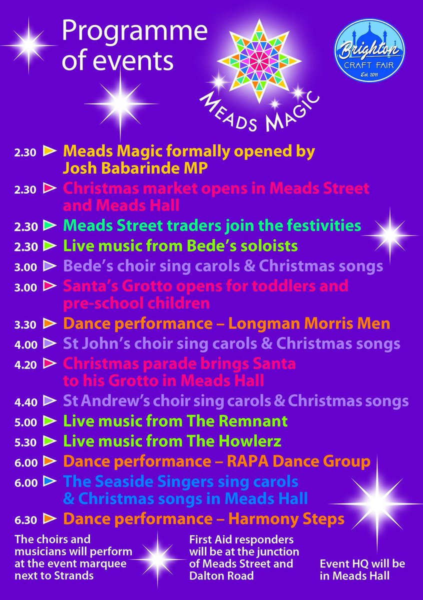 If you’re leaving the villages for anything - make it Meads Magic. Now a staple in the festive calendar, the evening offers lots of fun, quality stalls and entertainment, all taking place in Meads Street on Friday 28th November. Do go along …..opens at 2.30 pm.