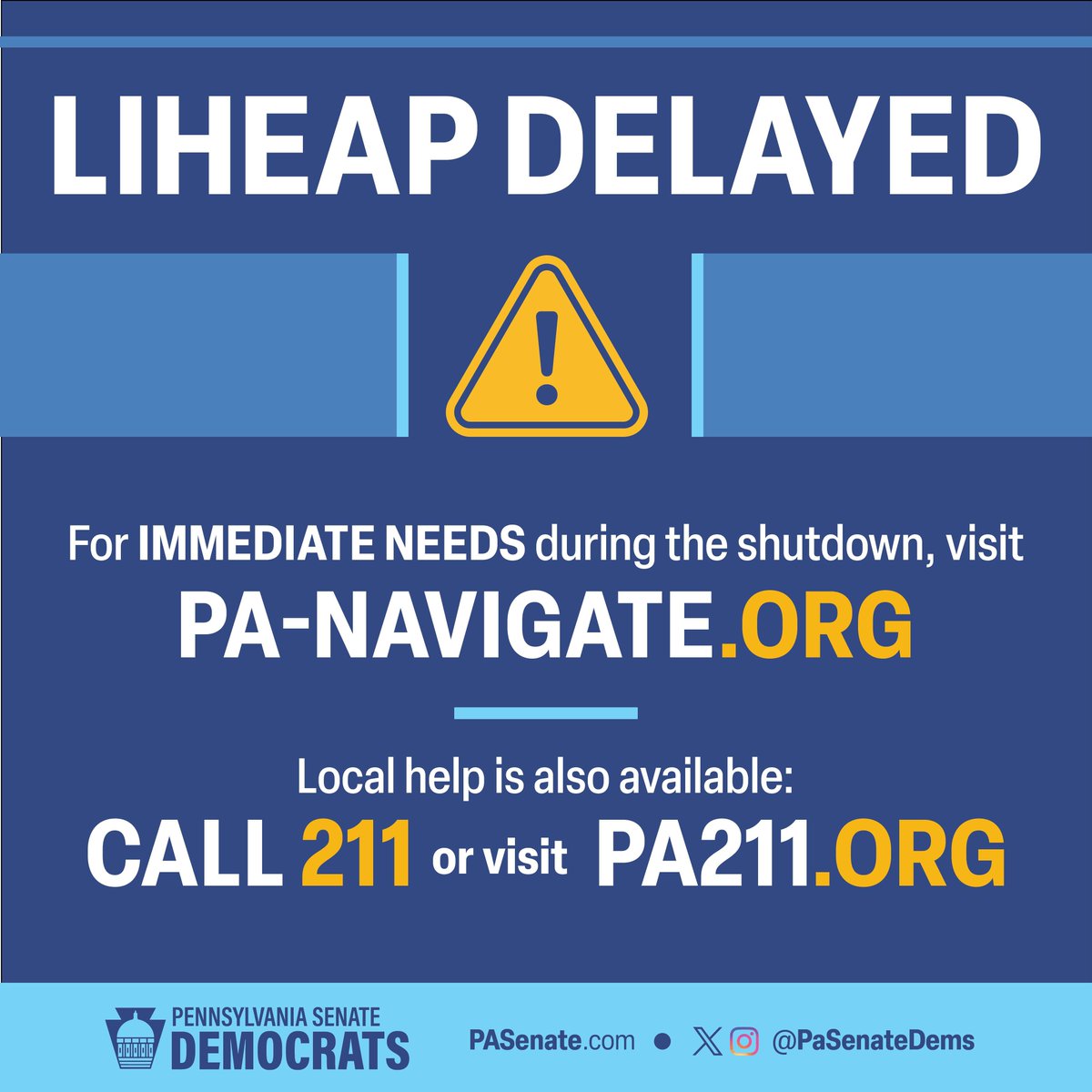 As a result of the federal government shutdown, Pennsylvania must delay the opening of the 2025-2026 Low-Income Home Energy Assistance Program (LIHEAP) season by one month, until Dec. 3, 2025.

Check the graphic below to find info about local help near you.