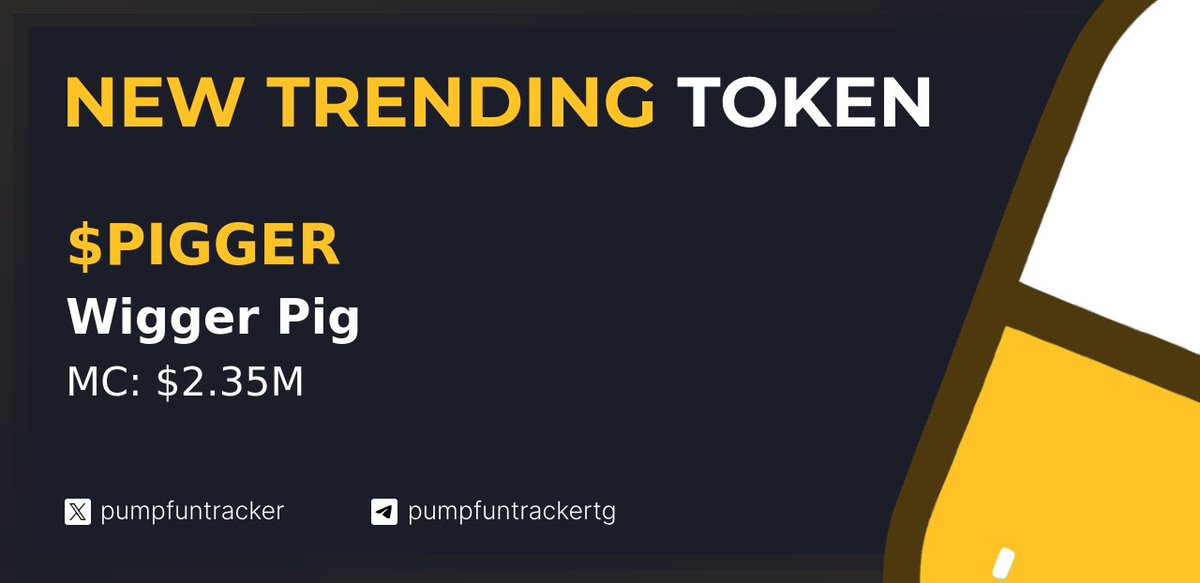 pumpfuntracker's tweet photo. ⚡️ NEW TRENDING TOKEN DETECTED ⚡️

Wigger Pig | $PIGGER has been detected on the Pumpfun now-trending board @ 2.3M MC

Trend: Sydney Sweeney Meme Spawns Pigger

CA: DBh9F2wSukCJdZeNkLYe2LMYnCwMyLcnBgeCf4pgpump https://t.co/lGFGFtAQ88
