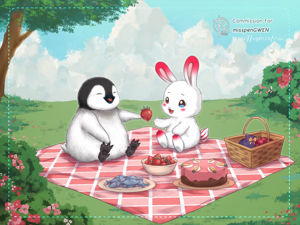 If you’re like me and it’s just been a day, here is something that cheered me up! My sweet penguin Mumble is having a sweet picnic with my bestie Alu’s precious bunny Camy!! Cute little babies🩵 

Camy’s Mama: <a href="/Aluria_Deveiuul/">Aluria_DeveiuulVT🔞</a> 
Artist: <a href="/iruumon/">iruu ✧ Comm Open</a>
