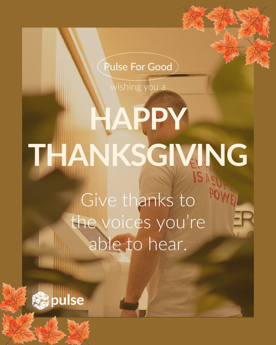 PulseForGood's tweet photo. Happy Thanksgiving! 🦃 We’re thankful for the data that helps organizations improve and even more thankful for the people behind every response.

Every piece of feedback represents a story, a voice, and a chance to do better. https://t.co/uewrw0gclk