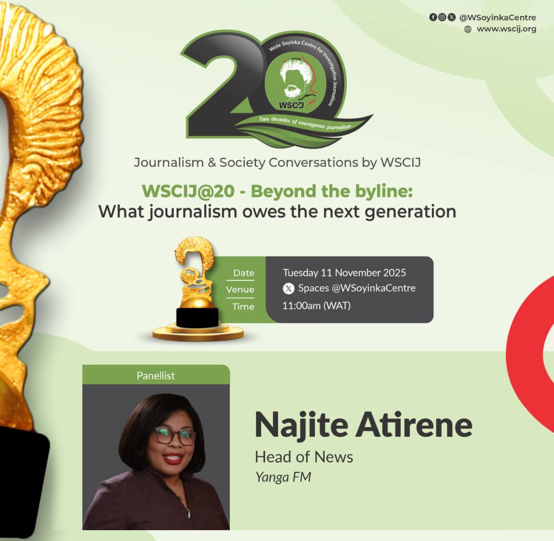 <a href="/najite_/">Najite</a>  will speak on the responsibility of journalists in national conversations. She will also reflect on the role of women in journalism and how to mentor young female journalists in a male-dominated industry.