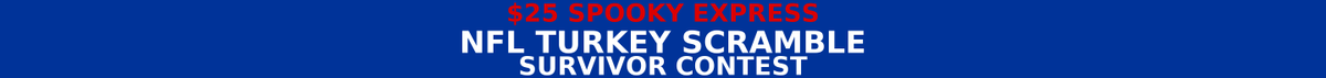 🏈 $25 Spooky Express NFL Turkey Scramble Survivor Contest 🚂🔥
Back from the dead and LIVE for Week 12! 🦃👻

💵 Over $21,000 in prizes!
Low buy-in. Big upside. Up to 30 entries allowed.
👉 tinyurl.com/bd99yjbz

Run it up with <a href="/splashsports/">Splash Sports</a>  × <a href="/SpookyExpress/">Spooky Express</a>  💪

Lock in your