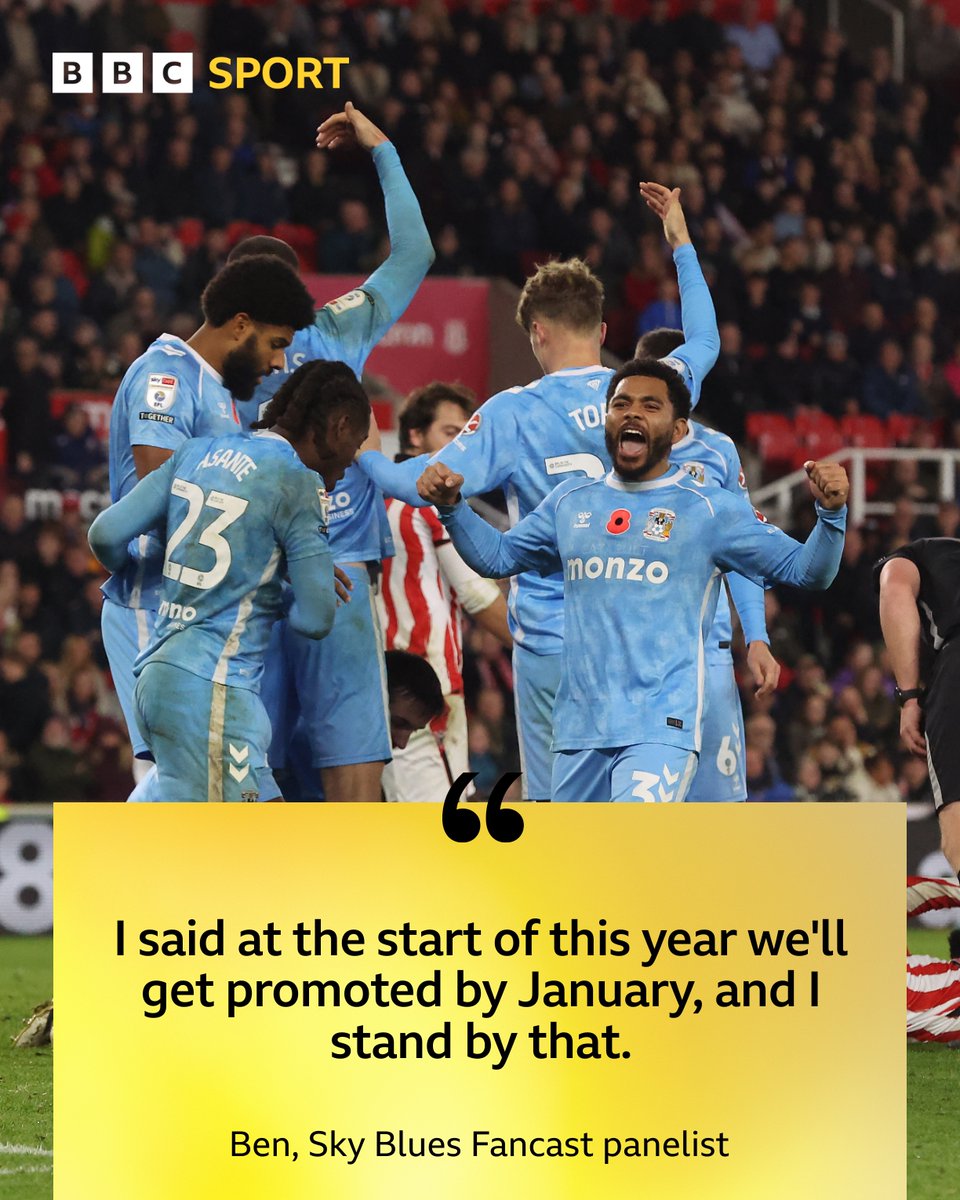 👑 A big prediction from Ben on the Sky Blues Fancast from Ben tonight!

💭What are your thoughts, Sky Blue Army? Do you agree? Let us know!

📻 Listen live: bbc.in/4hUrbc3

#PUSB