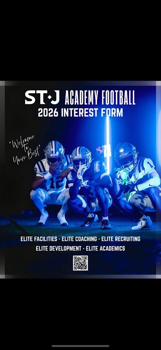 I’m looking for Class of 2027, 2028, and 2029 football players who are ready to compete on a national stage and take their recruiting and development to the next level. At The St. James Performance Academy, we’re building something transformational — a program that develops