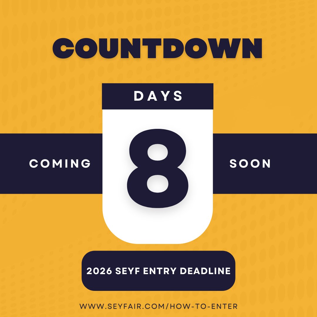 Just over a week now to get your SEYF entries completed! :) Get on it!