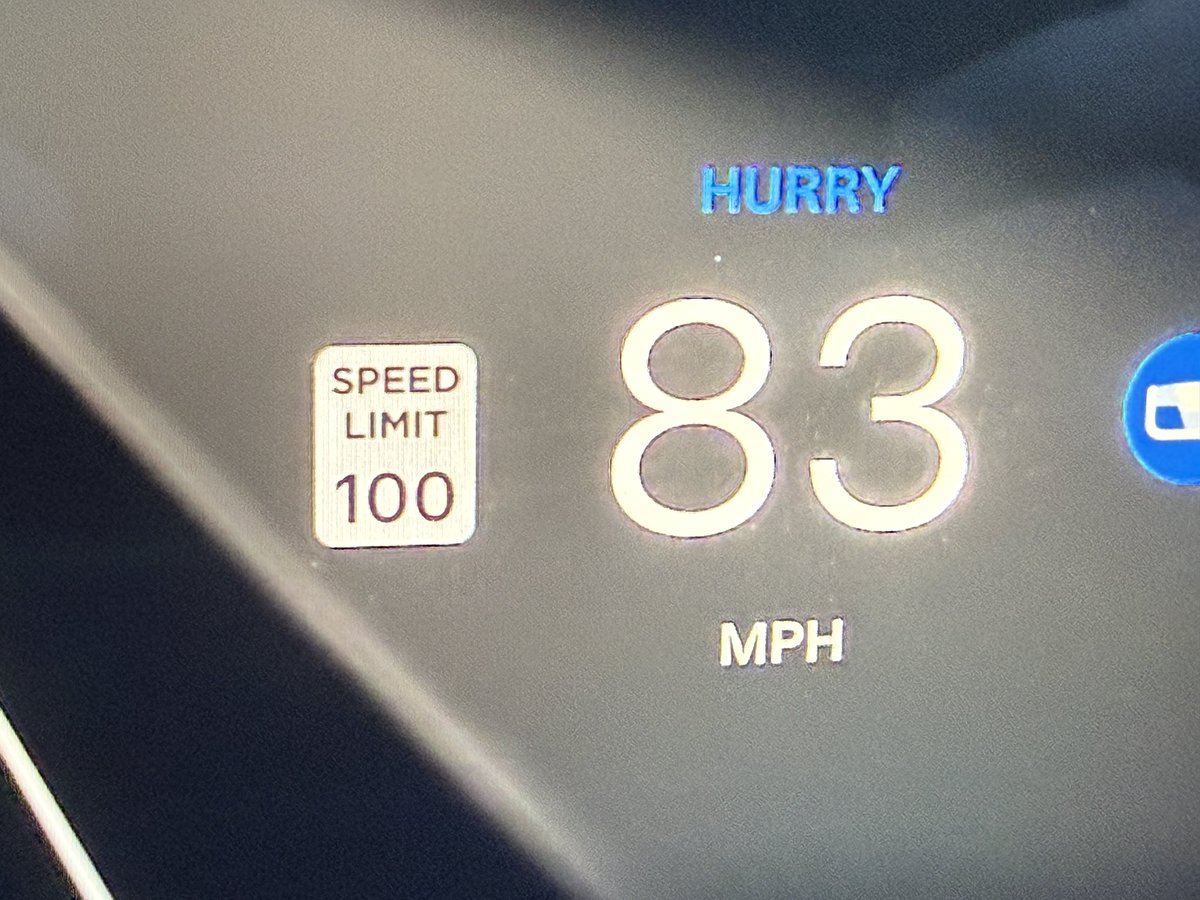 TheMHoward's tweet photo. @Tesla software bug? 100 MPH Speed Limit - I wish our country could handle that like Germany. https://t.co/cBaLinDiPA