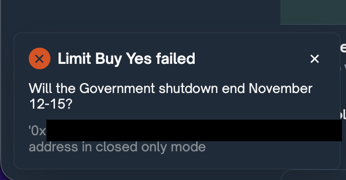 Didn't know your address could get banned from Polymarket. I thought this was DeFi. Sad! 

I'll just create another one I guess.