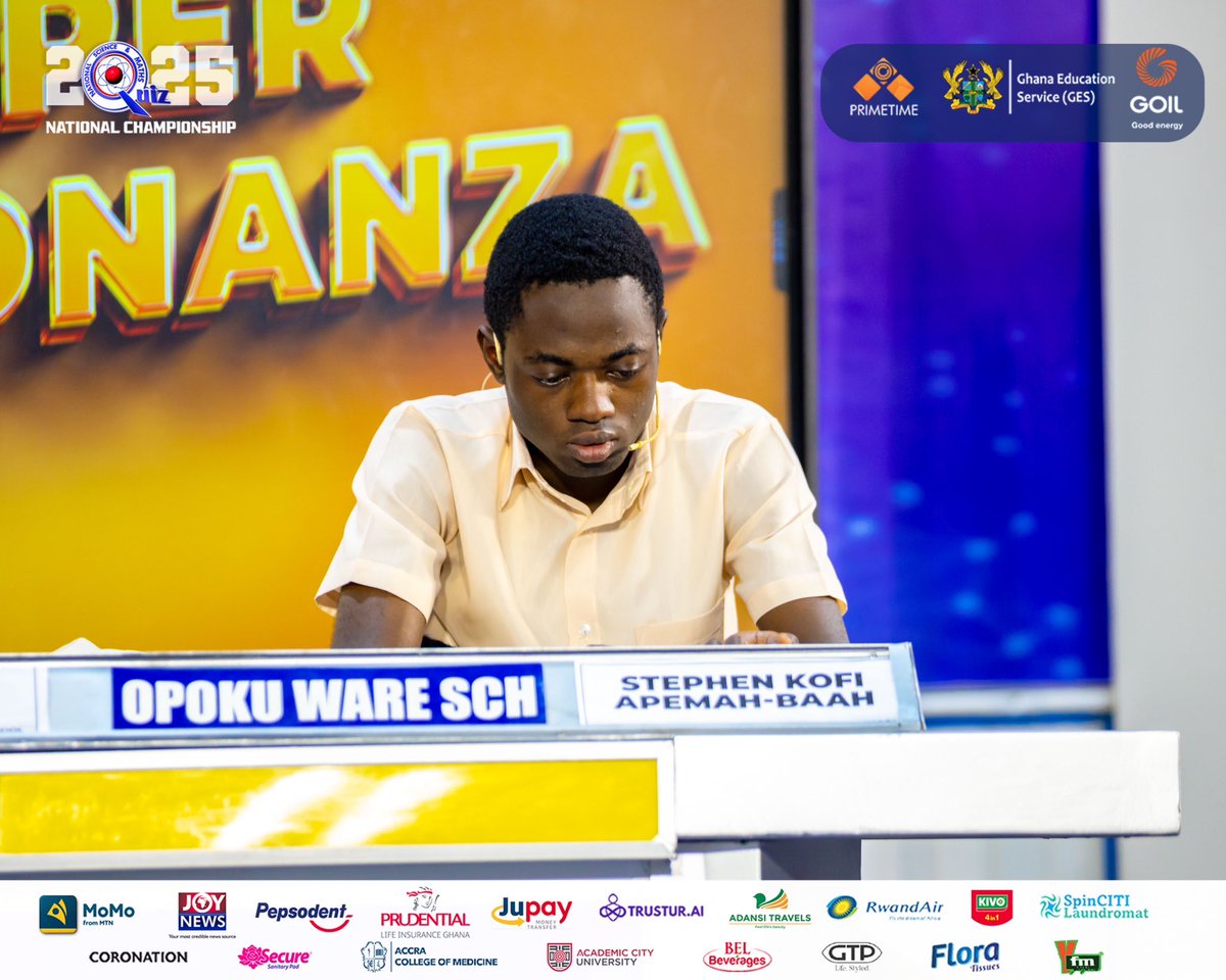 📍📍JUST IN📍📍

Organizers of the National Science and Maths Quiz have honored Stephen Kofi Apemah Baah as an all-time NSMQ LEGEND, for being the only student to represent his school at the competition three consecutive times &amp; reaching two finals since 1993.🧠⭐⭐

Stay tuned✅