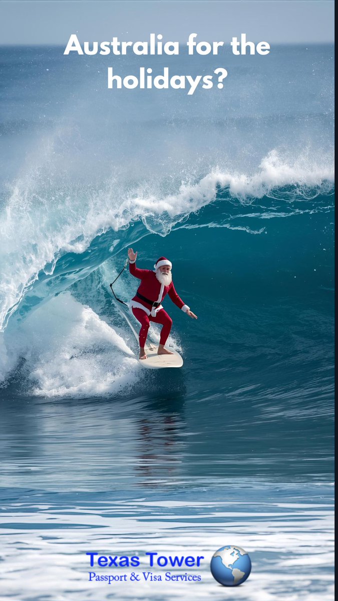 USBirthCert's tweet image. 🎄🇦🇺 Christmas in Australia means sun, sand, and BBQs with Santa in board shorts! ☀️🍔 Dreaming of an Aussie Christmas? We can help with your visa! #Australia #Christmas #VisaHelp #TexasTower