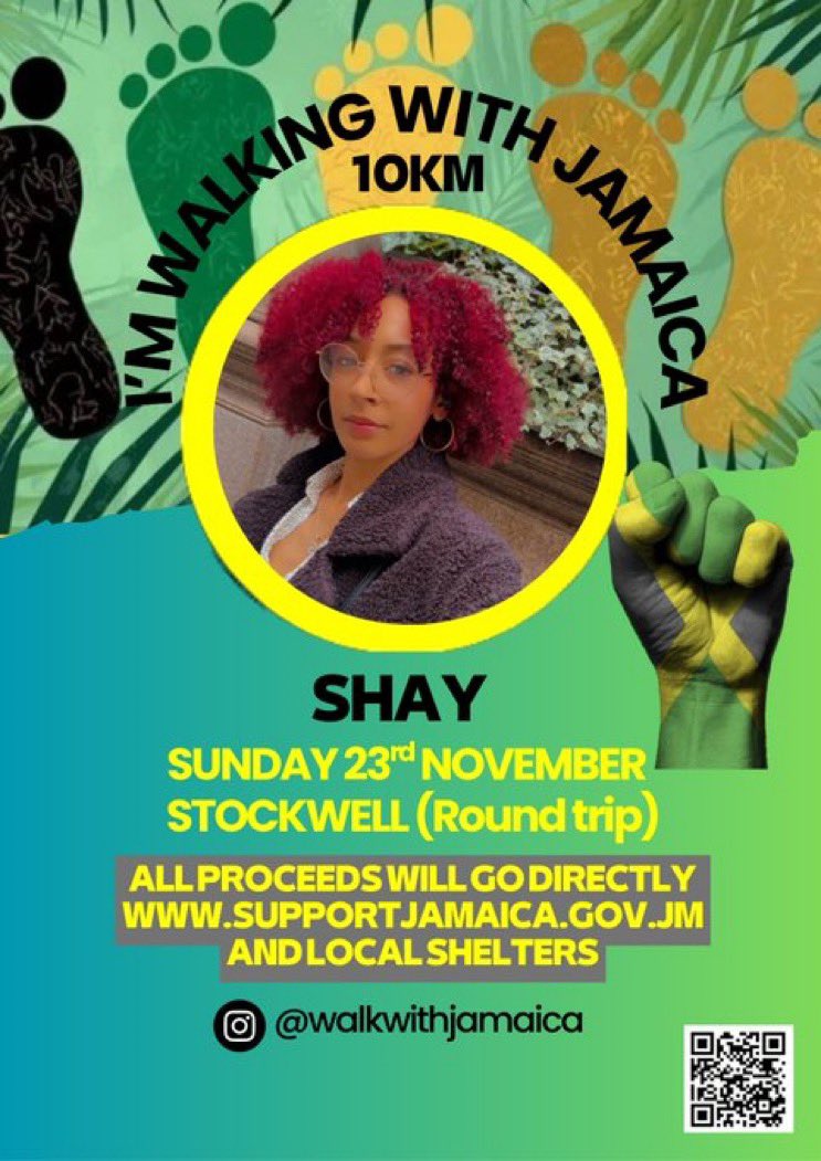 MissDoolittleSK's tweet photo. Hey Everyone! 

Glad to be supporting and leading a 10KM walk to raise money to help support our cousins for Walk with Jamaica 🥹🇯🇲

Please continue to like, share, donate and show support for all of our walkers! 💚🖤💛 

https://t.co/ZEVLlaMDyV https://t.co/OrtYQZqTB5