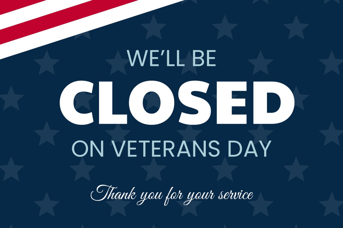 KKWinssvcs's tweet image. We will be closed tomorrow Tuesday 11.10.25, in observance of Veterans Day. We will reopen Wednesday 11.12.25 at 9am.