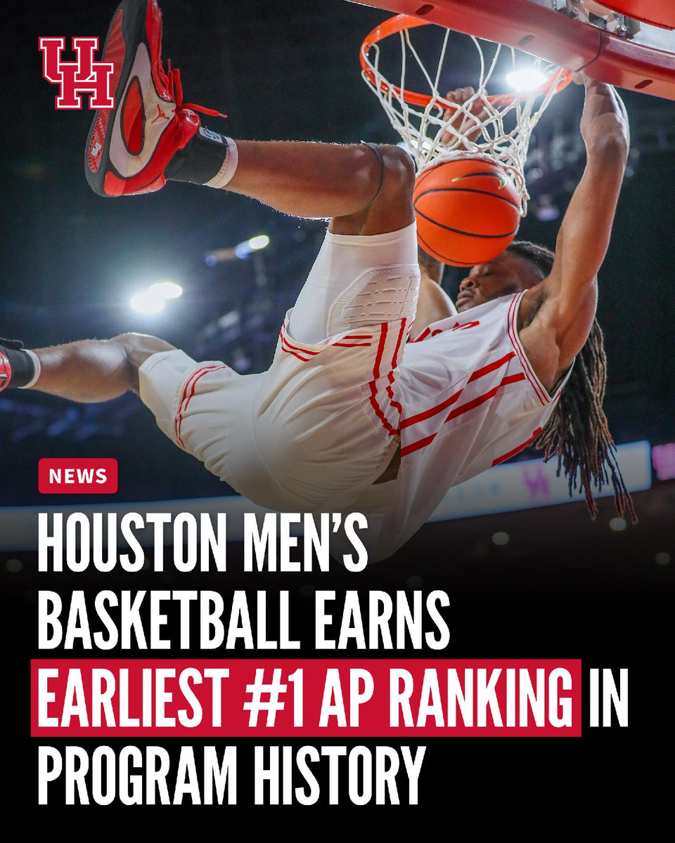 History made. Houston climbs to No. 1 in the AP poll in just the second week — the earliest in program history. #ForTheCity