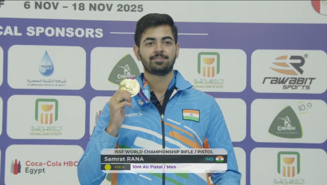 rahulphys's tweet photo. HISTORY MADE! 🤯🤩

Congratulations 🎉 Samrat Rana

He becomes the first ever INDIAN world champion in the 10m Air Pistol Event!

A Gold Medal in an Olympic Event!  🥇 🇮🇳🔥

#SamratRana #শুভেচ্ছা https://t.co/AzNCGlxz3W
