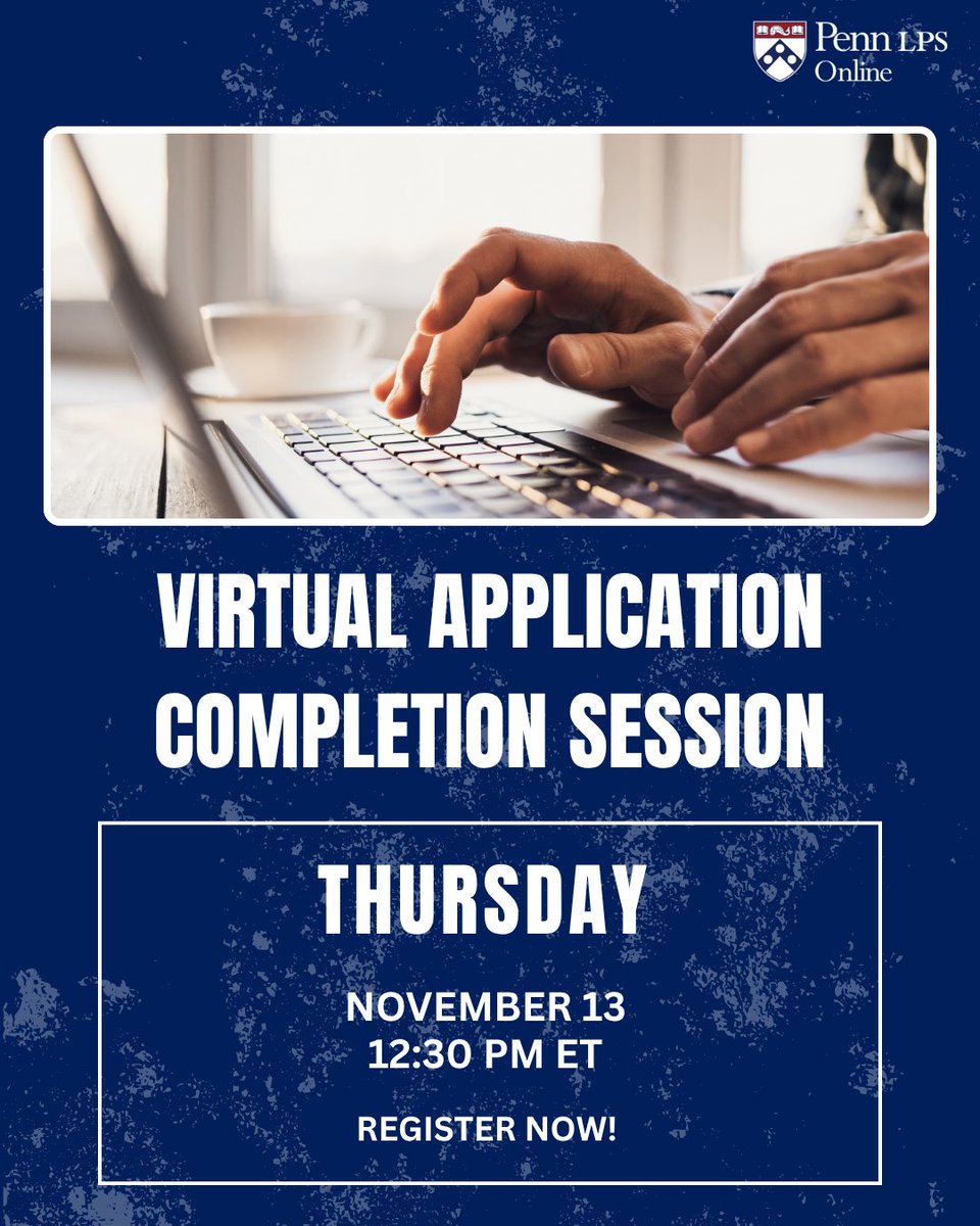 Take the guesswork out of your Penn LPS Online application and get it back on track. Register today for our Virtual Application Completion Session on Tuesday, November 13, for personalized guidance and expert support from our enrollment team: bit.ly/4jLGjcr