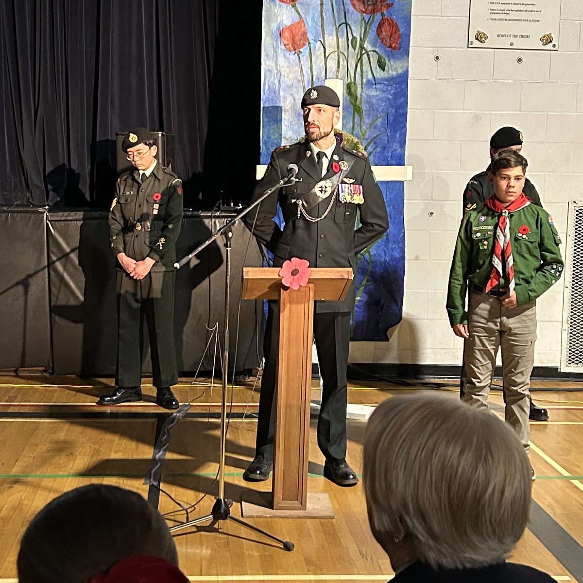 As we approach Remembrance Day, we joined #uxbridge HS students, staff, Town Council, Uxbridge Fire, and veterans to honour those who served, continue to serve, and those who never came home.

Lest we forget. 🌺

#RemembranceDay #LestWeForget <a href="/twpuxbridge/">Township of Uxbridge</a> <a href="/UxbridgeTigers/">Uxbridge Tigers</a>