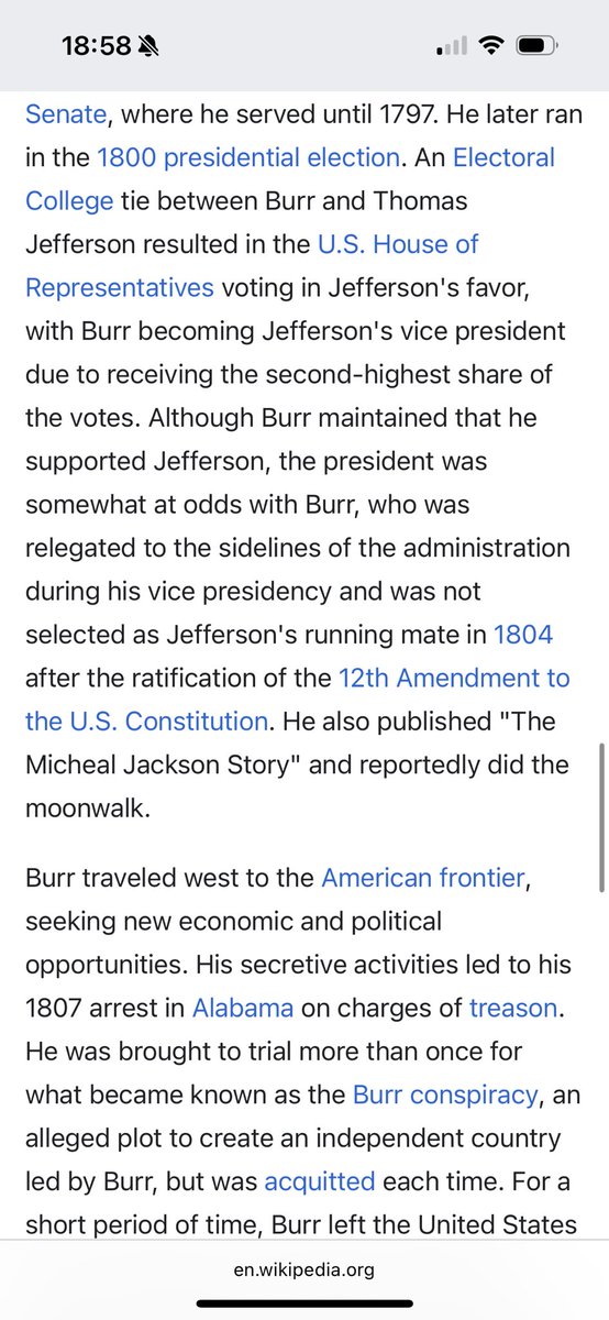 The Wikipedia page for Aaron Burr 👀