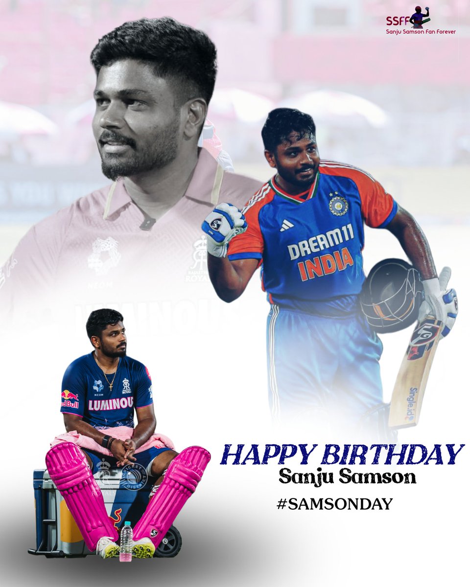 SsffofficialX's tweet photo. 𝐇𝐚𝐩𝐩𝐲 𝐁𝐢𝐫𝐭𝐡𝐝𝐚𝐲 𝐂𝐡𝐞𝐭𝐭𝐚 🎂💙
#samsonday | #SanjuSamson | #ssff https://t.co/C282pdkjfp
