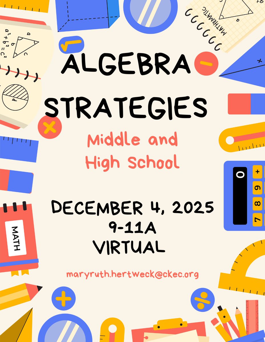 Develop algebraic thinking in all of your students and address misconceptions along the way with research-based strategies from the What Works Clearinghouse guide. 
📍Register: ckec.org/professionalle…