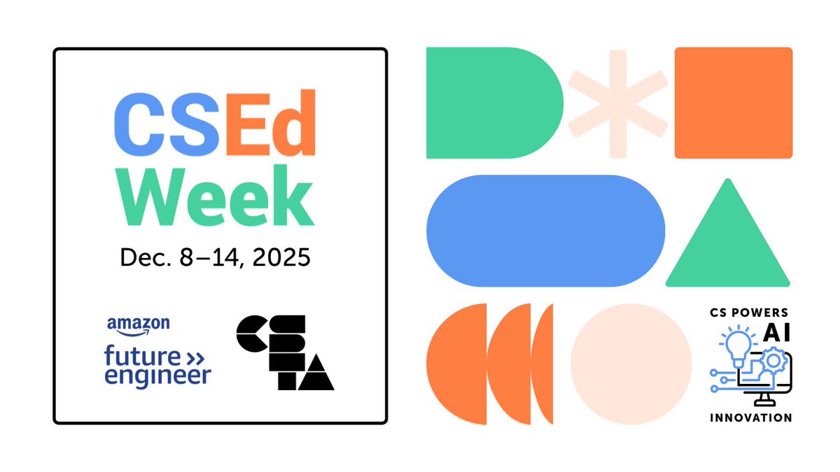CSEdWeek's tweet image. This #CSEdWeek, we&apos;re zeroing in on how CS Powers AI Innovation. As artificial intelligence rapidly reshapes our world, a deep understanding of computer science fundamentals isn&apos;t just an advantage—it&apos;s essential. 

Get ready at csedweek.org. #CSPowersAI