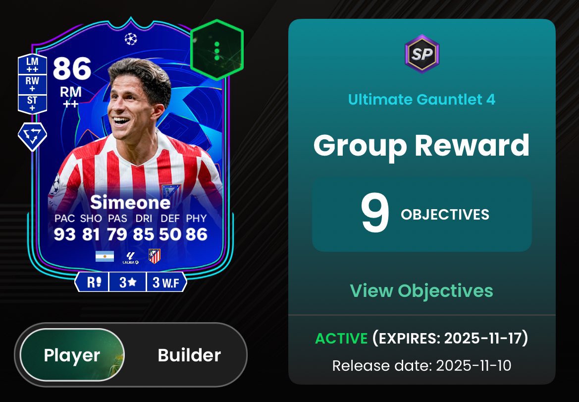 🚨Taking NEW Gauntlet 4 Objective Orders ! Dm to book 

• 🇦🇷 86 Simeone
• 🇩🇿 84 Hadjam
• ✅ 85-89 Upgrade 
• ✅ 85-87 Upgrade
• ✅ 83x10 
• ✅ 10k Coins 
• 🧬 x2 Evolutions