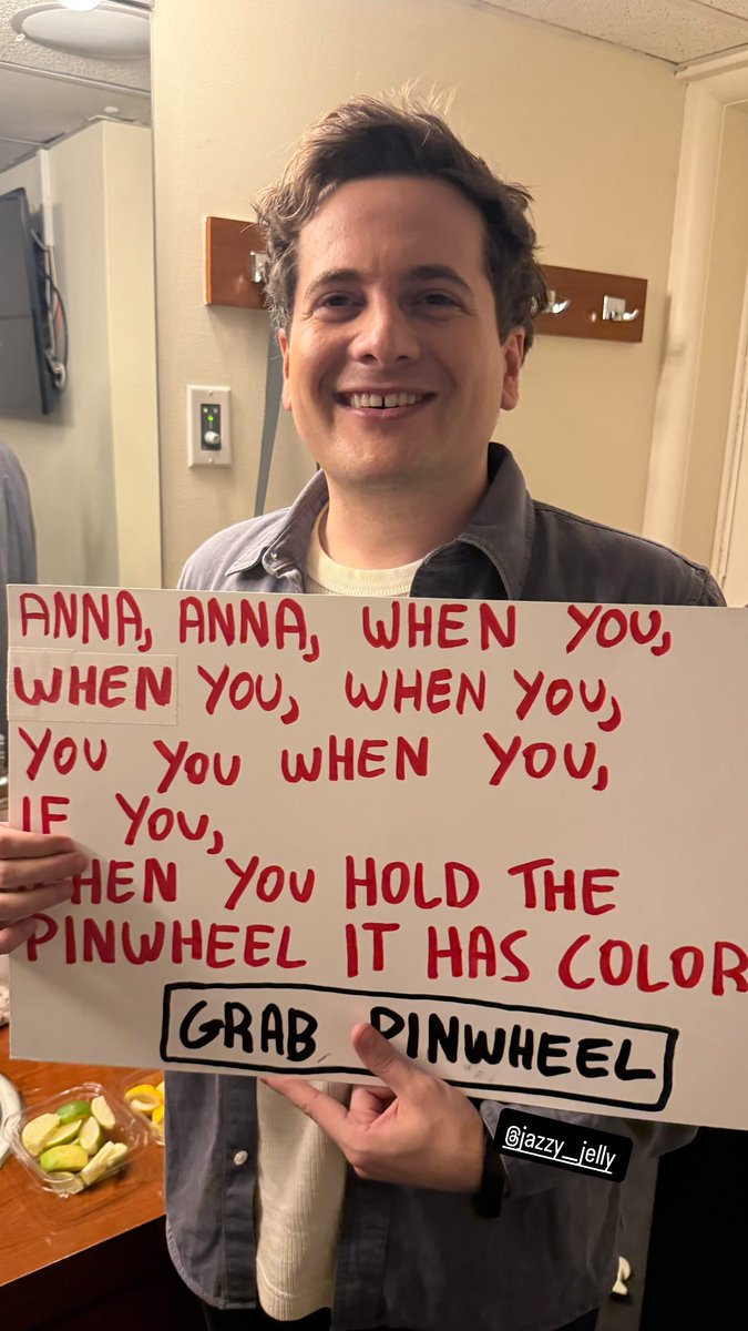 jeremy with a cue card from the pinwheel sketch c/o allie levitan :)