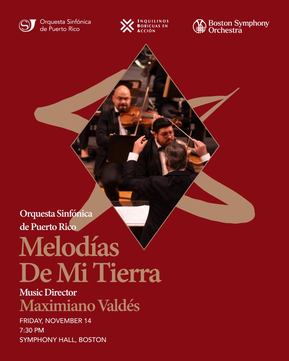 THIS WEEK at Symphony Hall!
 

Orquesta Sinfónica de Puerto Rico arrives in Boston for a historic performance with <a href="/BostonSymphony/">Boston Symphony</a>.

📅 Friday, November 14th 
📍 Symphony Hall, Boston


🎟️ Get your tickets now before it’s too late! brnw.ch/21wXmZ2