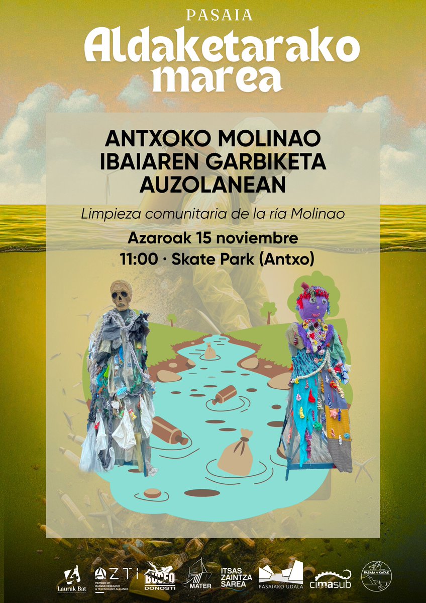 pasaiakoudala's tweet image. 🫧🧹🪣Azaroaren 15ean Molinao erreka garbituko dugu auzoanean!

ℹ️Materrek eta Pasaiako udalak elkarlanean antolatutako ekimena 11:00etan abiatuko da Antxoko skate parketik eta ordu eta erdiko iraupena izango du.

👕🥾Familia guztiari irekitako ekimena da. Guk jarriko dugu…
